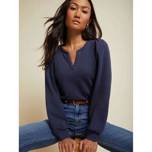 Nation Ltd sweatshirt size S Asher cutaway‎ puff sleeve in It's Navy